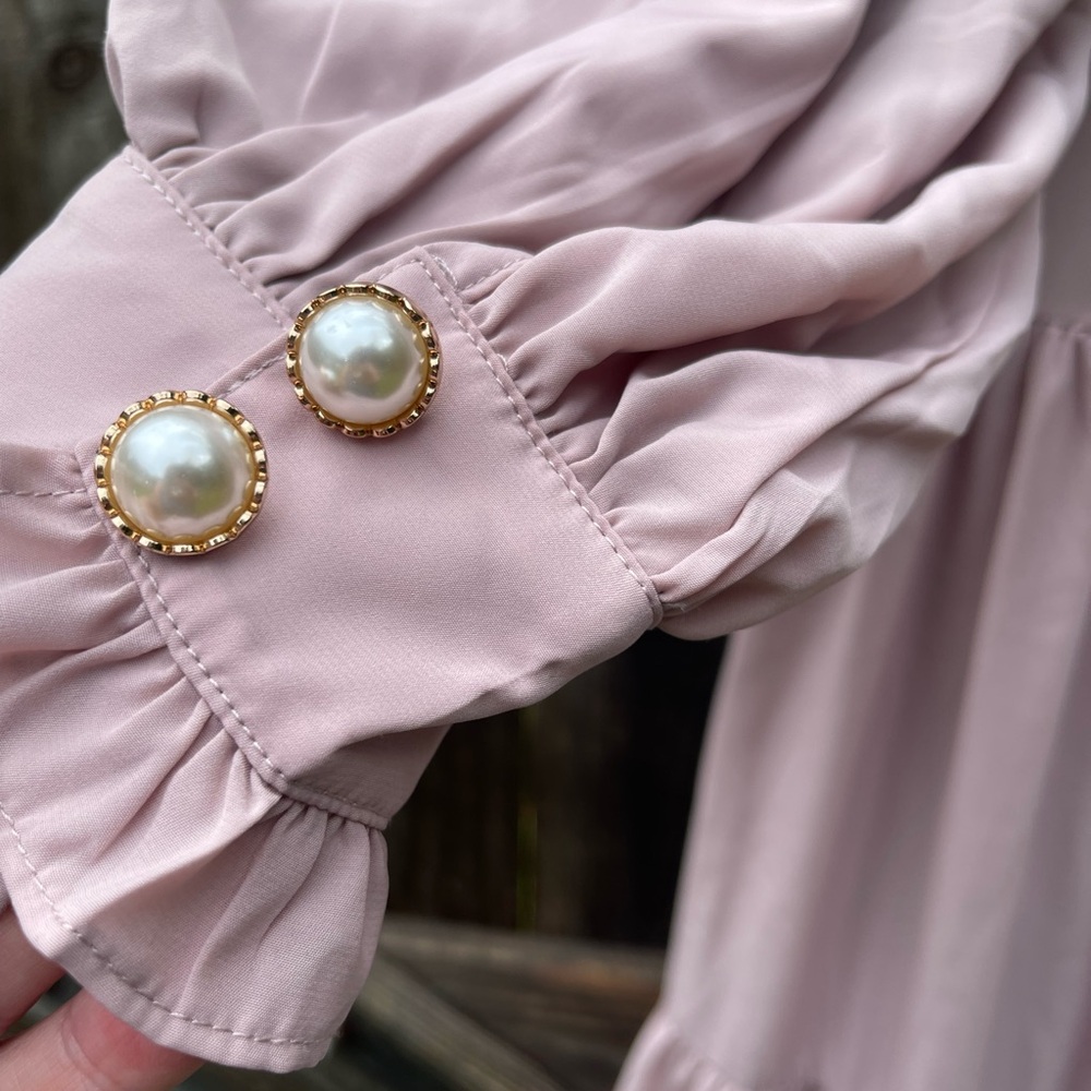 Dainty Jewells Blush Long Sleeve Tiered Dress - Picture 12 of 12